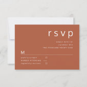 Terracotta & White Minimalistisch Typografy Weddin RSVP Karte (Vorderseite)