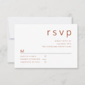Terracotta White Minimalistisch Typografy Wedding RSVP Karte (Vorderseite)