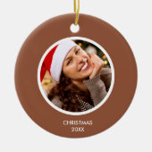 Terracotta & White Modern Initials Monogram FOTO Keramik Ornament (Vorne)