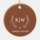 Terracotta & White Modern Initials Monogram FOTO Keramik Ornament (Hinten)