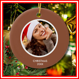 Terracotta & White Modern Initials Monogram FOTO Keramik Ornament