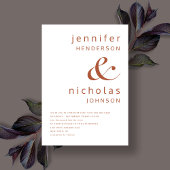 Terracotta & White Modern Typografy Wedding Einladung