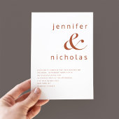 Terracotta & White Modern Typografy Wedding Einladung