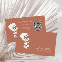 Terracotta White Orchias QR Code Floral