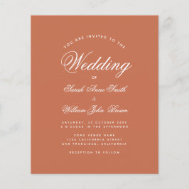 Terracotta White Script Budget Einladung Hochzeit
