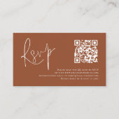 Terracotta White Script QR Code Wedding RSVP Begleitkarte (Vorderseite)