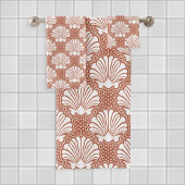 Terracotta & White Seashell Badhandtuch Set