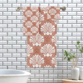 Terracotta & White Seashell Badhandtuch Set