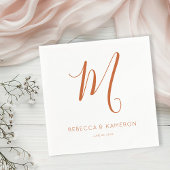 Terracotta & White Simple Monogram Wedding Serviette