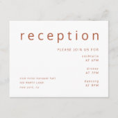 Terracotta & White Typografy Hochzeitsempfang Begleitkarte (Vorderseite)