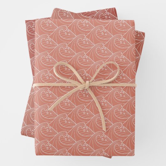 Terracotta White waves pattern Geschenkpapier Set (Beispiel)
