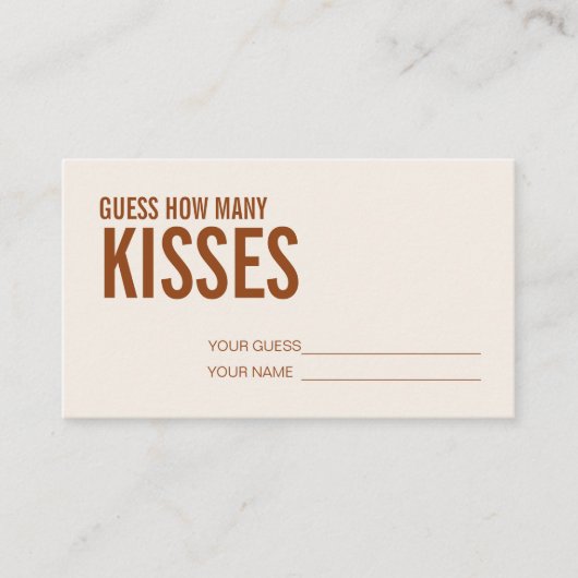 Terracotta Wie viele Kisses Brautparty Game Enc Begleitkarte (Vorderseite)