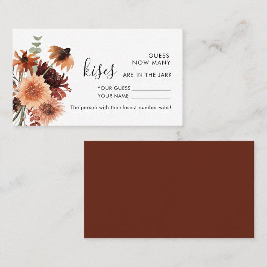 Terracotta | Wie viele Kisses Wedding Game Karten (Vorne/Hinten)