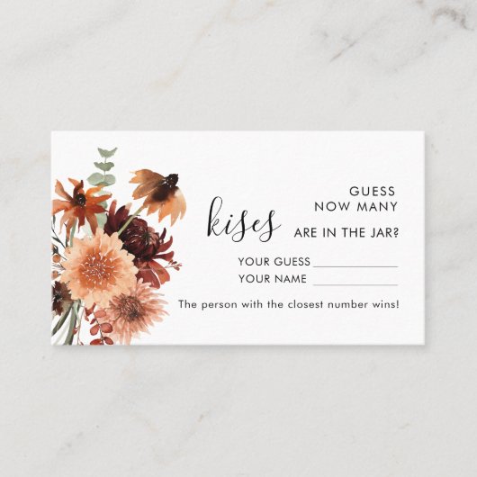 Terracotta | Wie viele Kisses Wedding Game Karten (Vorderseite)