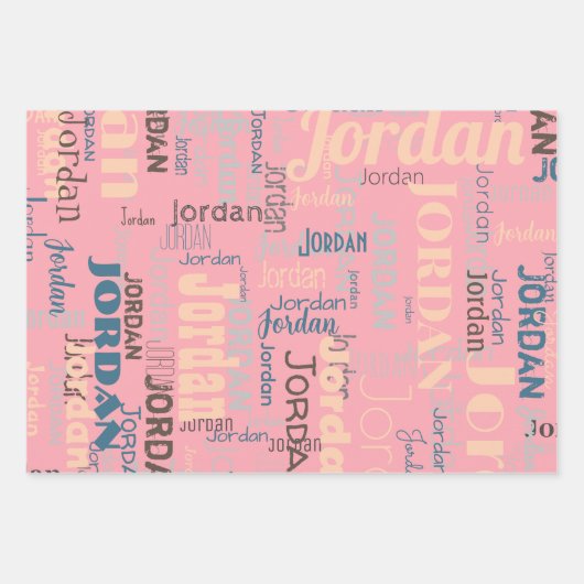 Terracotta Wiederholungsname Personalisierte Erdtö Geschenkpapier Set (Vorderseite)