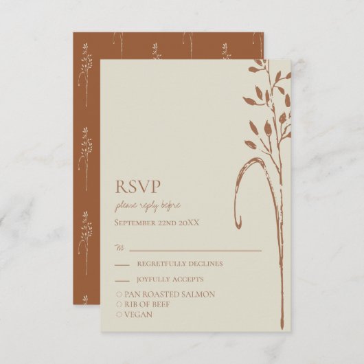 Terracotta & Wild Grass Earth Tone Wedding RSVP (Vorne/Hinten)