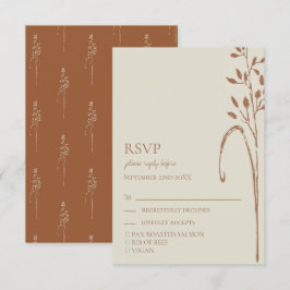 Terracotta & Wild Grass Earth Tone Wedding RSVP Karte