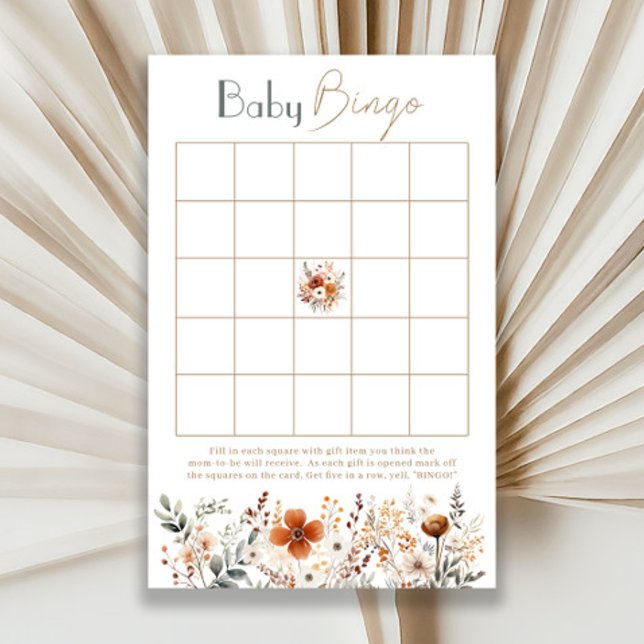 Terracotta Wildblume Baby Dusche Bingo (Von Creator hochgeladen)