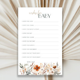 Terracotta Wildblume Baby Dusche Wünsche für Baby