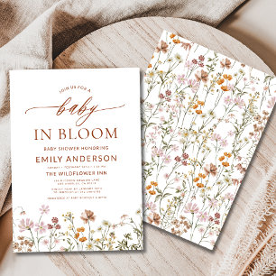 Terracotta Wildblume Baby in Bloom Baby Dusche Einladung