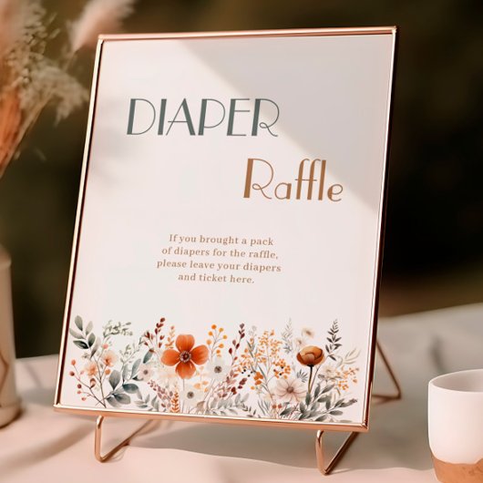 Terracotta Wildblume Babydusche Windelwanne Poster