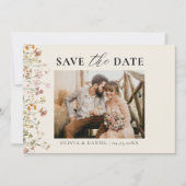 Terracotta Wildblume Blumenbeete Hochzeit Save The Date (Vorderseite)