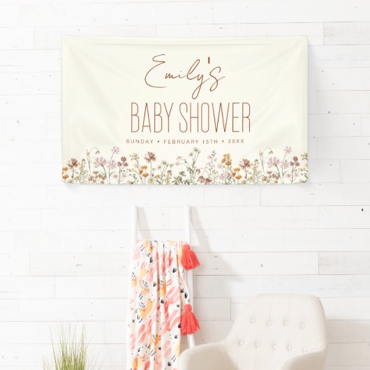 Terracotta Wildblume Boho Babydusche Banner (Insitu)