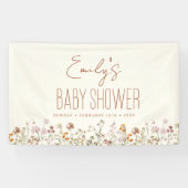 Terracotta Wildblume Boho Babydusche Banner (Horizontal)