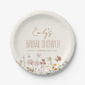 Terracotta Wildblume Boho Brautparty in Bloom Pappteller (Vorderseite)