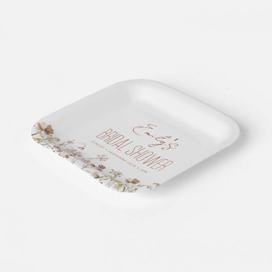 Terracotta Wildblume Boho Brautparty in Bloom Pappteller (Gewinkelt)