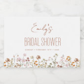 Terracotta Wildblume Boho Brautparty in Bloom Schaumweinetikett (Einzelnes Label)