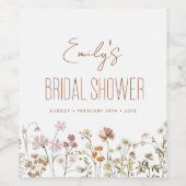 Terracotta Wildblume Boho Brautparty in Bloom Weinetikett (Einzelnes Label)