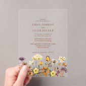 Terracotta Wildblume Boho Hochzeit im Herbst Acryleinladungen (Insitu (Handheld))