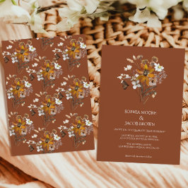 Terracotta Wildblume Boho Hochzeit im Herbst Einladung