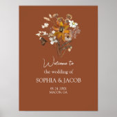 Terracotta Wildblume Boho Hochzeit im Herbst Willk Poster (Vorne)