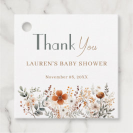 Terracotta Wildblume Boho Kinderdusche Danke Geschenkanhänger