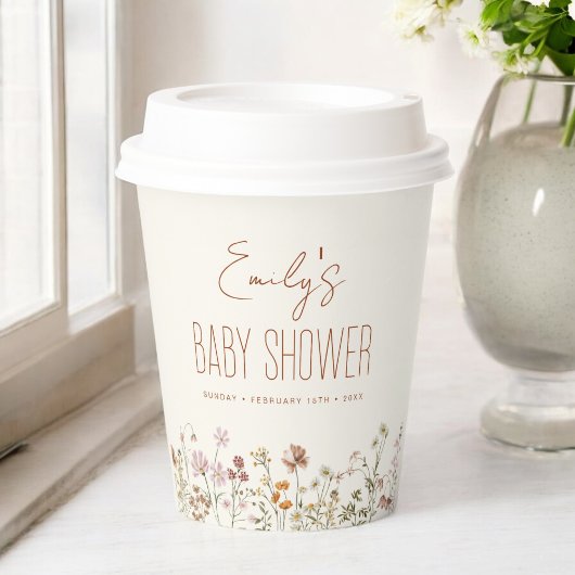 Terracotta Wildblume Boho Kinderdusche im Blut Pappbecher