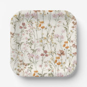 Terracotta Wildblume Boho Kinderdusche im Blut Pappteller (Vorderseite)