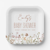 Terracotta Wildblume Boho Kinderdusche im Blut Pappteller (Vorderseite)