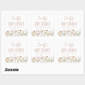 Terracotta Wildblume Boho Kinderdusche im Blut Quadratischer Aufkleber (Blatt)