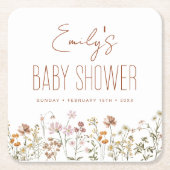 Terracotta Wildblume Boho Kinderdusche im Blut Rechteckiger Pappuntersetzer (Vorderseite)