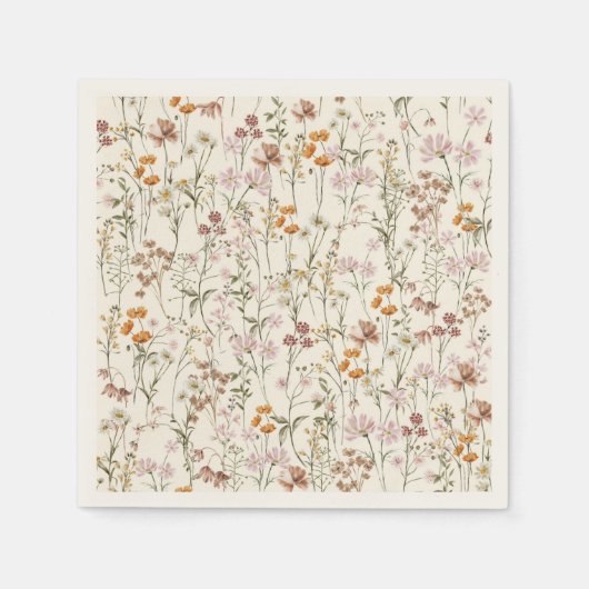 Terracotta Wildblume Boho Kinderdusche im Blut Serviette (Vorderseite)