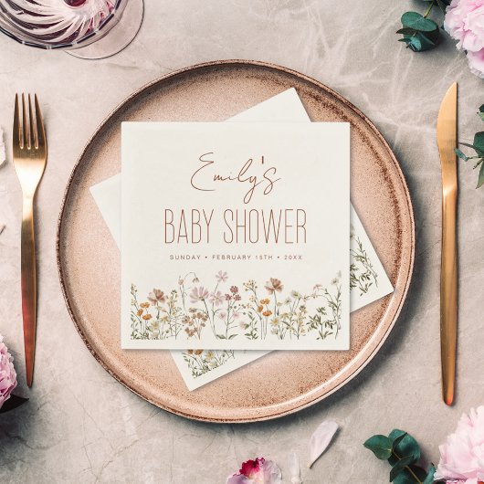 Terracotta Wildblume Boho Kinderdusche im Blut Serviette