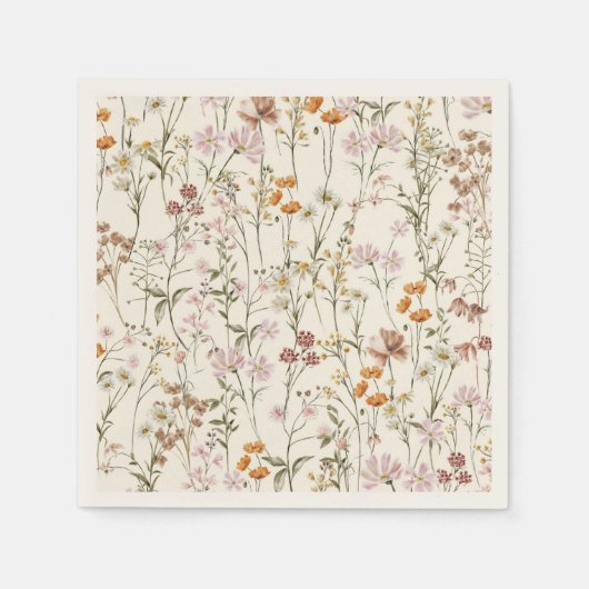 Terracotta Wildblume Boho Kinderdusche im Blut Serviette (Vorderseite)