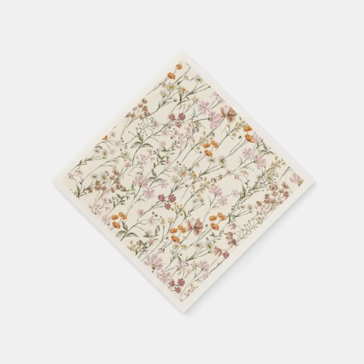 Terracotta Wildblume Boho Kinderdusche im Blut Serviette (Ecke)