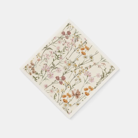 Terracotta Wildblume Boho Kinderdusche im Blut Serviette (Ecke)