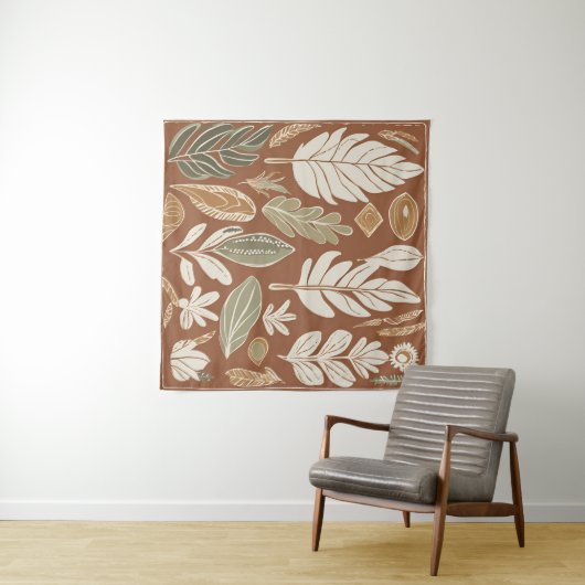 Terracotta Wildblume Boho Rustikale Ekleca Wandteppich (Beispiel (Horizontal))