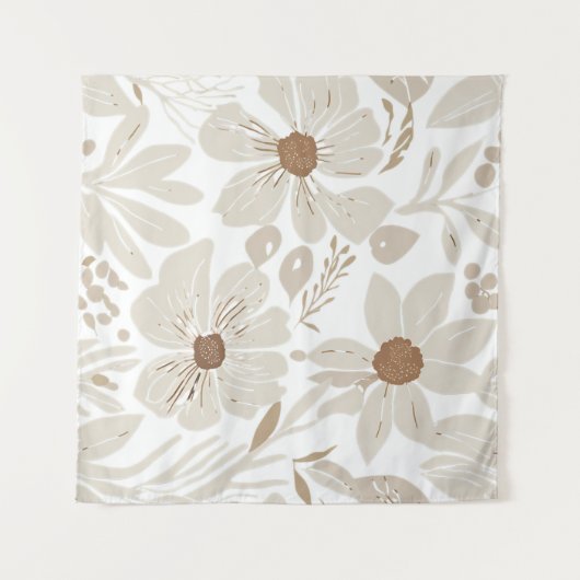 Terracotta Wildblume Boho Rustikale Ekleca Wandteppich (Vorderseite (Horizontal))