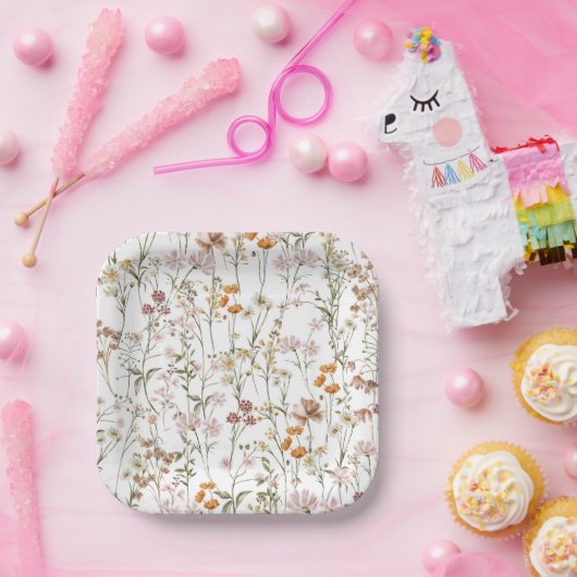 Terracotta Wildblume Boho Wedding im Blumengarten Pappteller (Party)