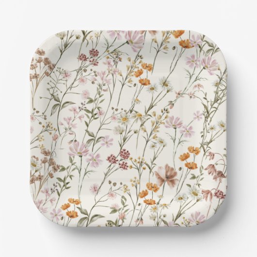 Terracotta Wildblume Boho Wedding im Blumengarten Pappteller (Vorderseite)